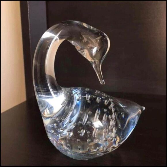 Vintage MCM Art Glass Swan Paperweight - Picture 4 of 7